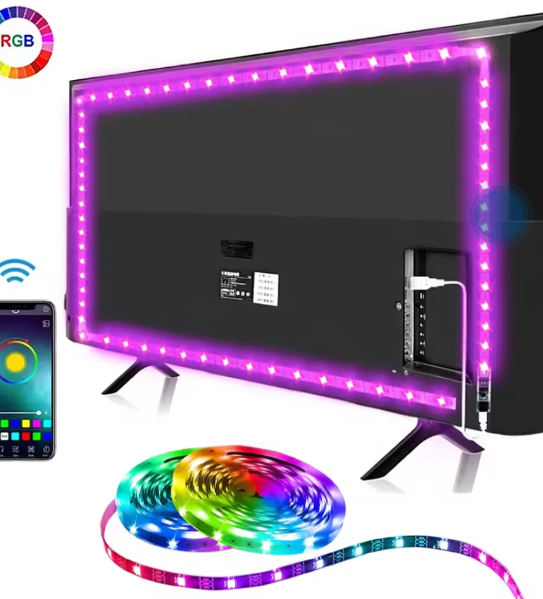 USB LED Strip Lights — Bluetooth App RGB Backlight for TV & Room Decoration