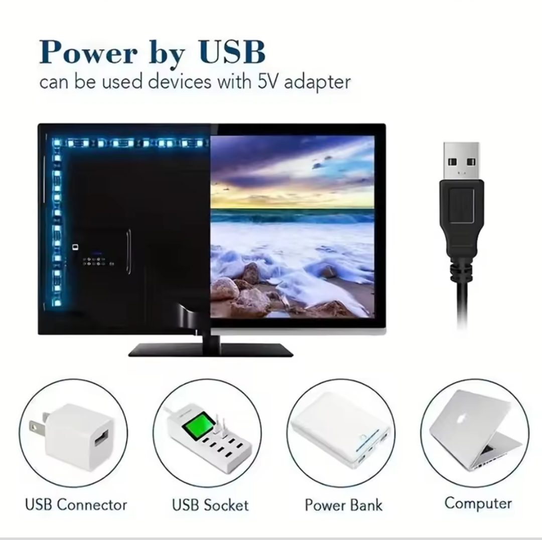 USB LED Strip Lights — Bluetooth App RGB Backlight for TV & Room Decoration - Image 3