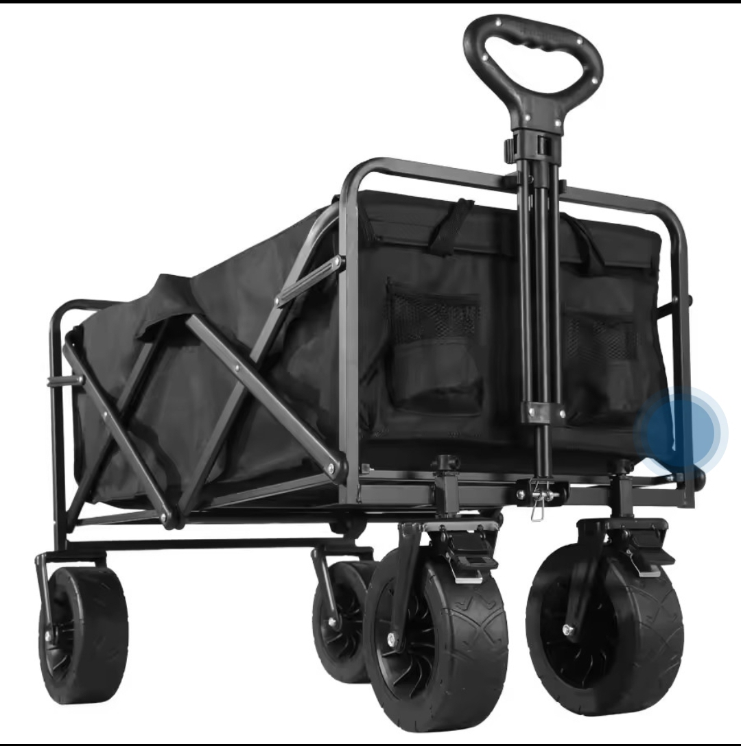 Collapsible Folding Utility Beach Wagon Cart – Heavy Duty, Large Capacity, Portable Camping Trolley with Table