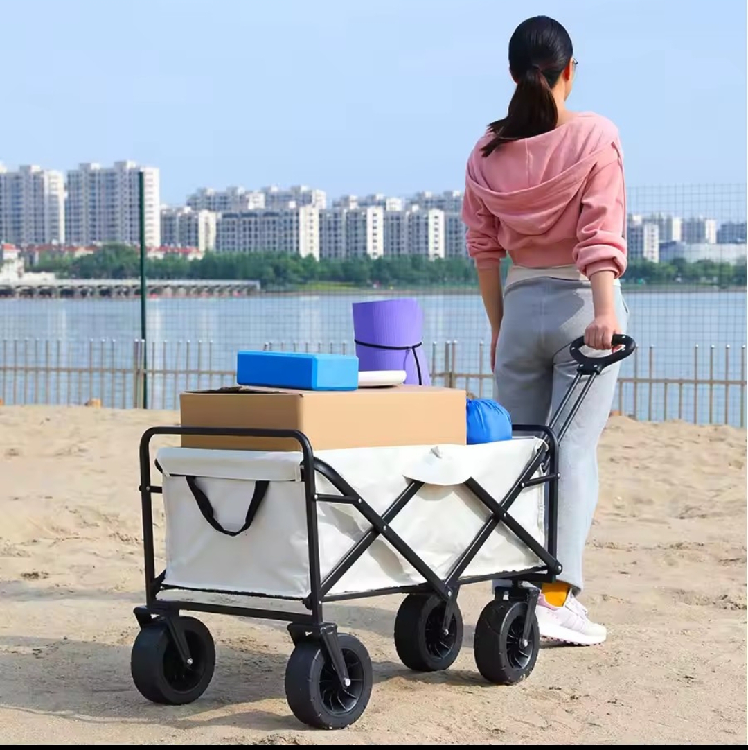 Collapsible Folding Utility Beach Wagon Cart – Heavy Duty, Large Capacity, Portable Camping Trolley with Table - Image 3