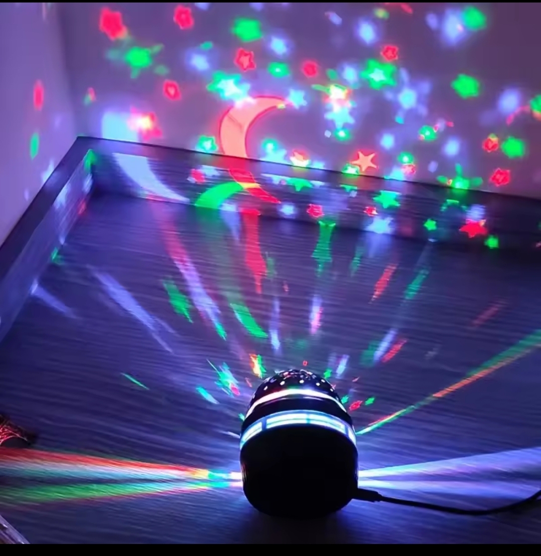 Colorful LED Starry Sky Projector | Rotating Magic Ball Night Light | Moon & Star Atmosphere Lamp for Bedroom & Home Décor - Image 2