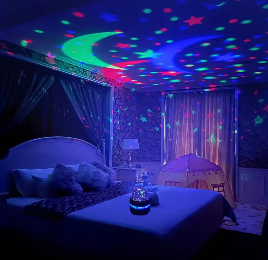 Colorful LED Starry Sky Projector | Rotating Magic Ball Night Light | Moon & Star Atmosphere Lamp for Bedroom & Home Décor - Image 3