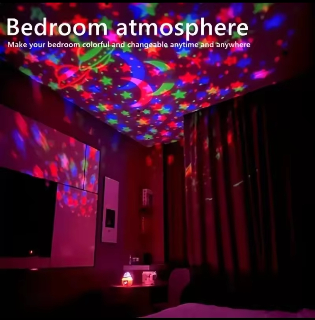 Colorful LED Starry Sky Projector | Rotating Magic Ball Night Light | Moon & Star Atmosphere Lamp for Bedroom & Home Décor - Image 4