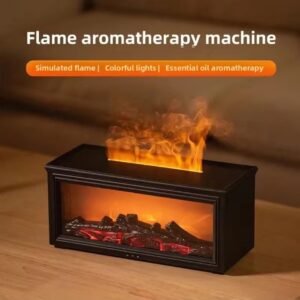 Retro Mini Aromatherapy Humidifier with Colorful Flame – USB Desktop Aroma Diffuser for Home & Office