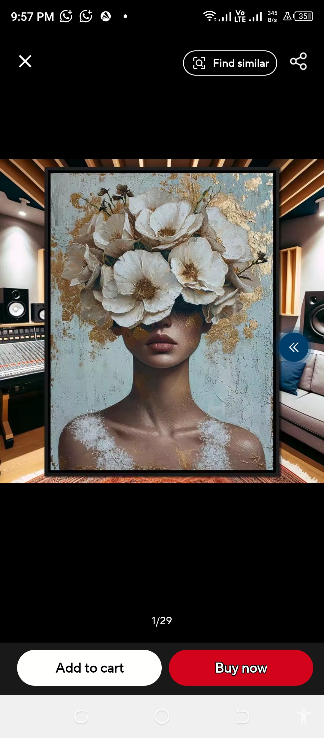 Modern Mystical Floral Woman Canvas Wall Art – Gold Foil Apartment Living Room Decor