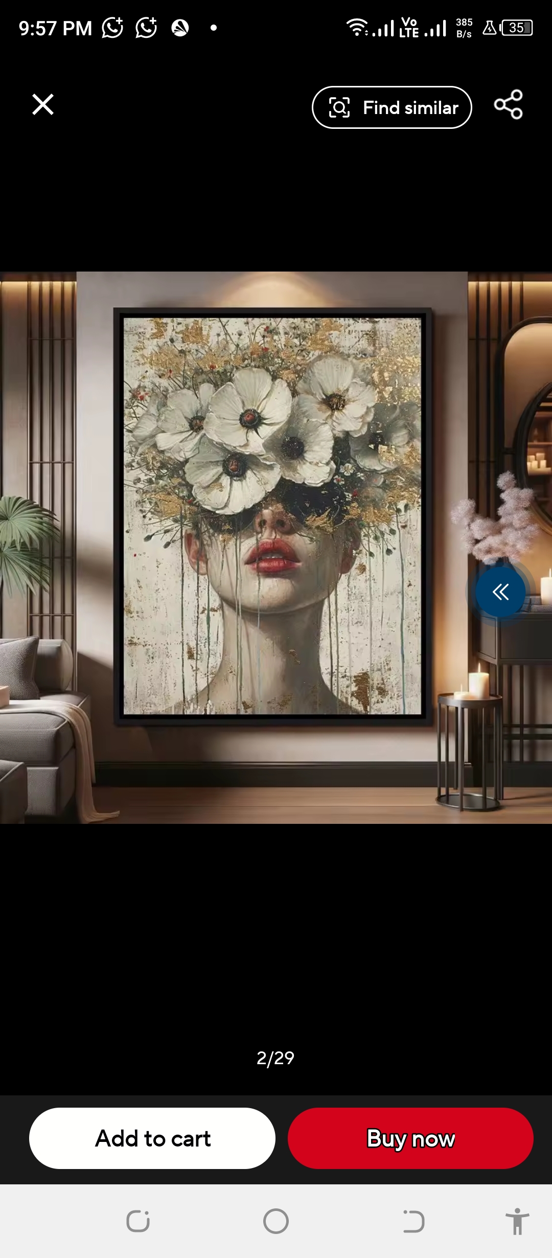 Modern Mystical Floral Woman Canvas Wall Art – Gold Foil Apartment Living Room Decor - Image 3