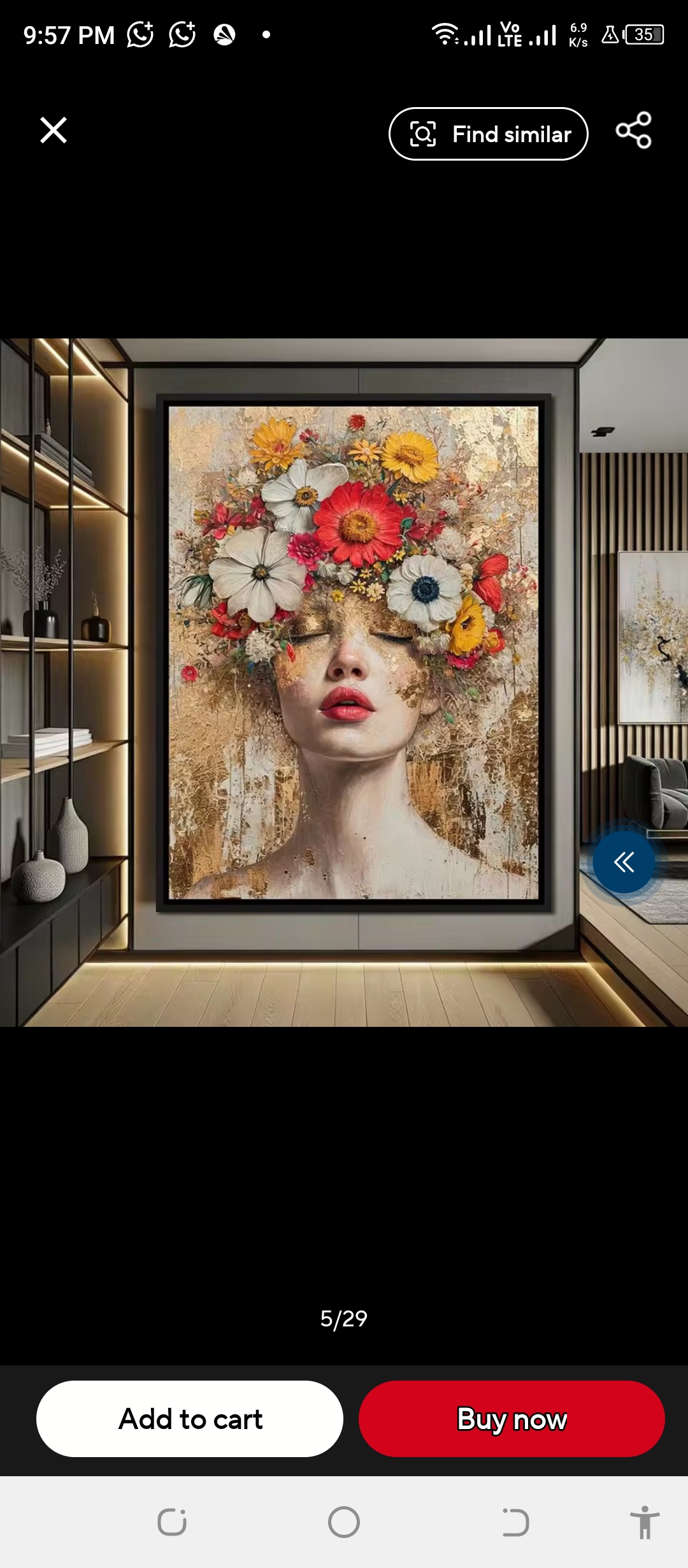 Modern Mystical Floral Woman Canvas Wall Art – Gold Foil Apartment Living Room Decor - Image 6